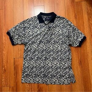 Classic Navy and White Patterned Polo